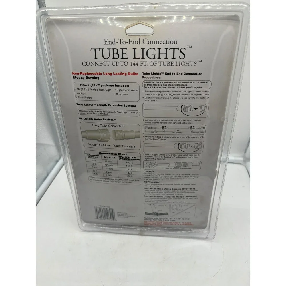 All Hallows Professional Series Plus 18 FT Orange Tube Rope Lights Halloween NIB